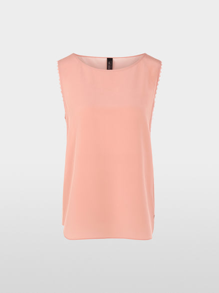 Silk top with lace and colour blocking