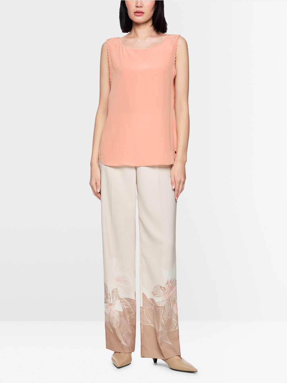 Silk top with lace and colour blocking
