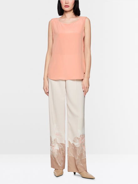 Silk top with lace and colour blocking
