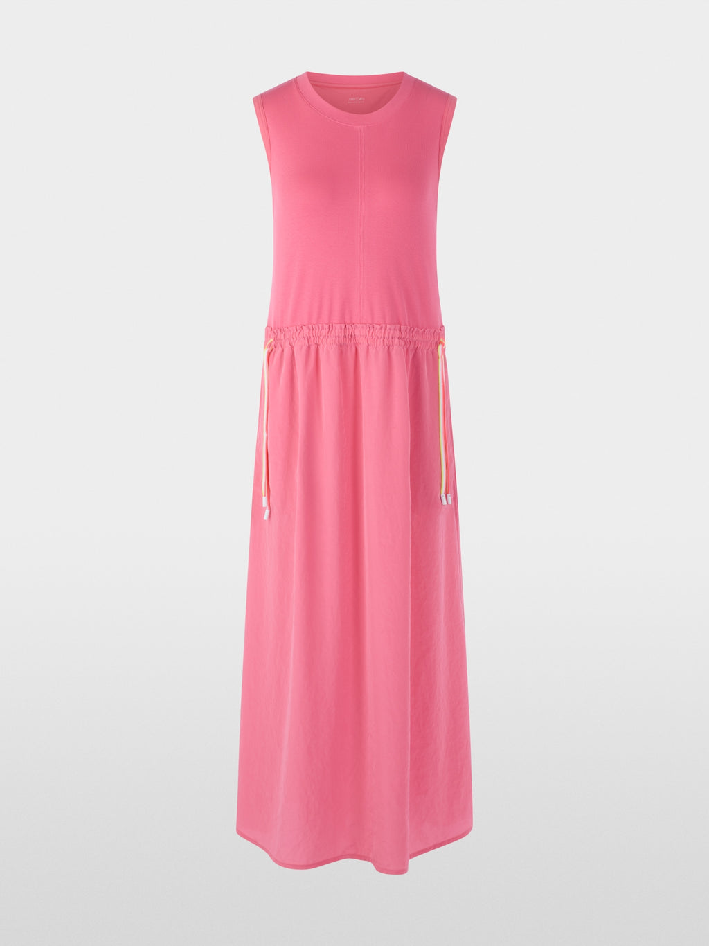 Sleeveless midi dress with drawstring