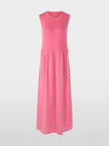 Sleeveless midi dress with drawstring
