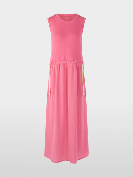 Sleeveless midi dress with drawstring