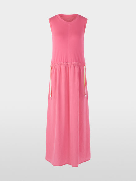 Sleeveless midi dress with drawstring
