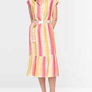 Striped midi dress with flounce