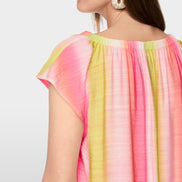 Striped midi dress with flounce