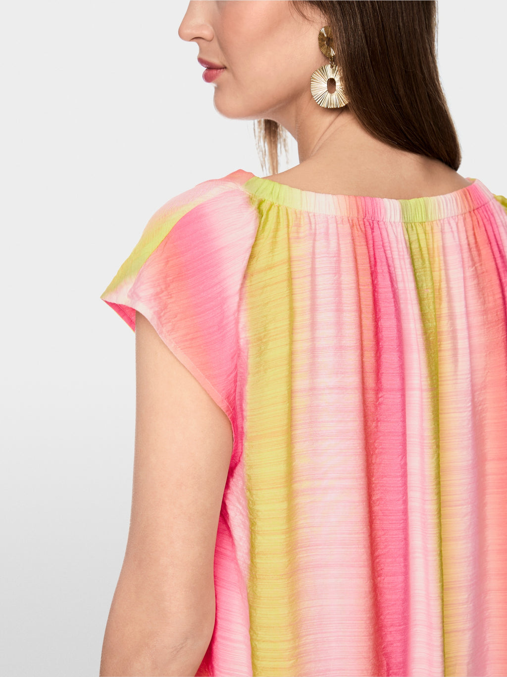 Striped midi dress with flounce