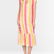 Striped midi dress with flounce