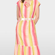 Striped midi dress with flounce