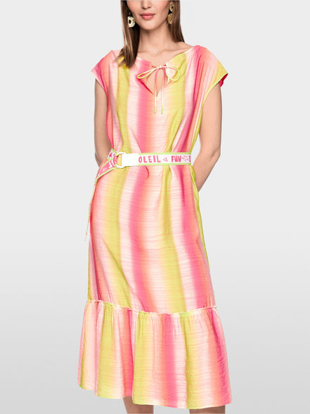 Striped midi dress with flounce