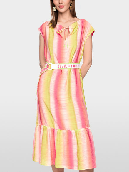 Striped midi dress with flounce