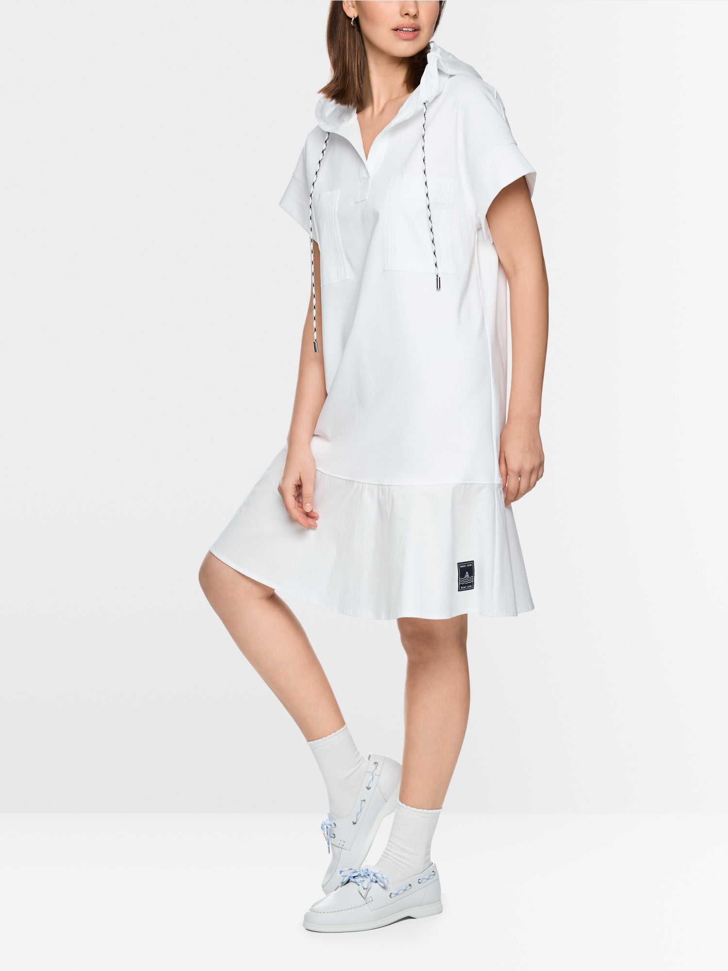 Shirt dress with hood