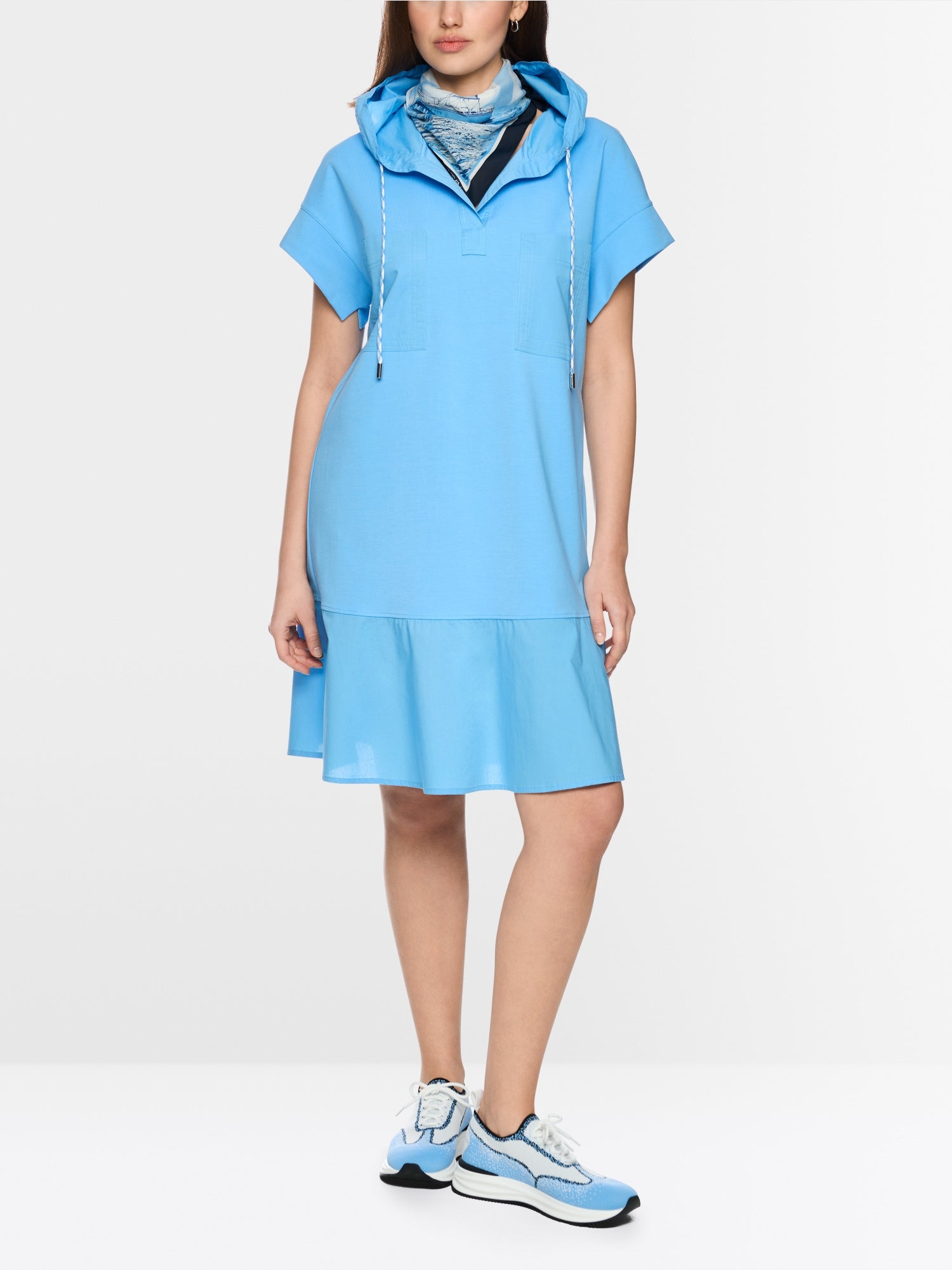 Shirt dress with hood