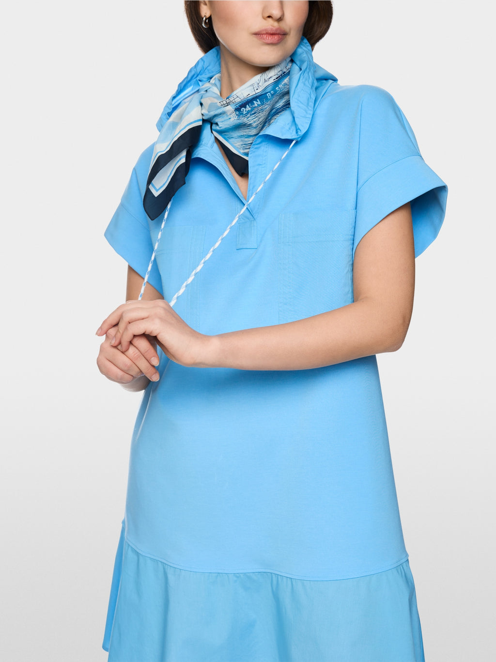 Shirt dress with hood