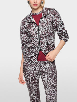 Jersey jacket with leopard print