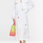Denim jacket with colourful embroidery
