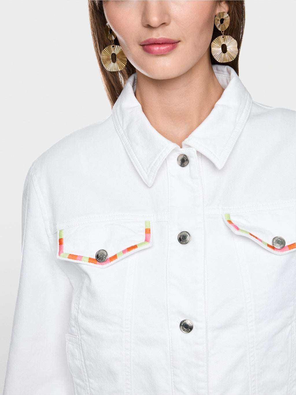 Denim jacket with colourful embroidery