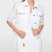 Denim jacket with colourful embroidery