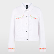 Denim jacket with colourful embroidery