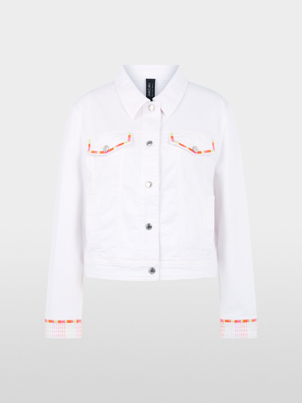 Denim jacket with colourful embroidery