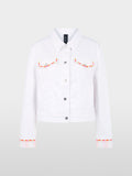 Denim jacket with colourful embroidery