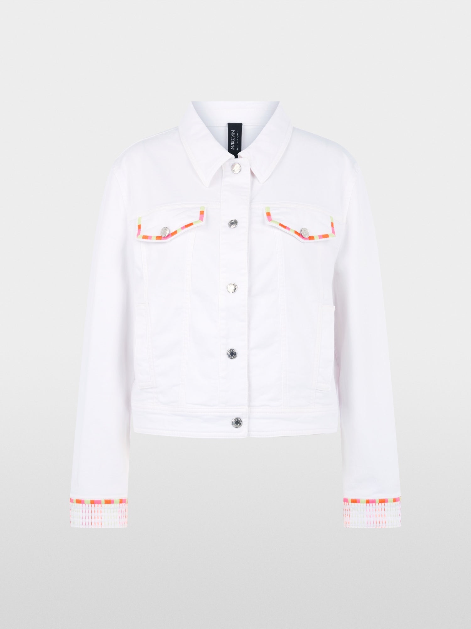 Denim jacket with colourful embroidery