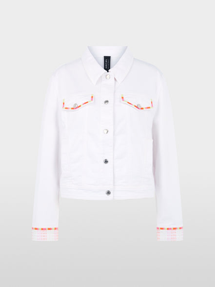 Denim jacket with colourful embroidery