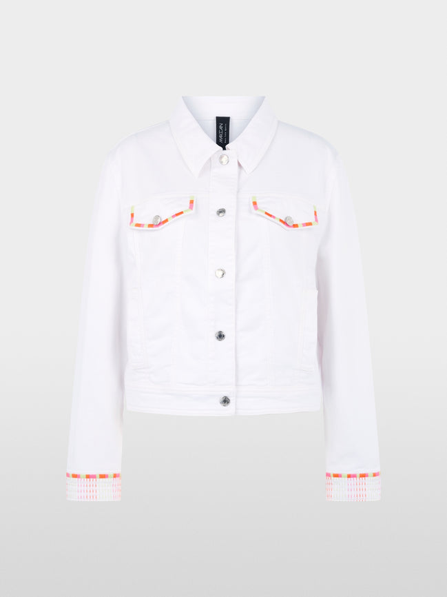 Denim jacket with colourful embroidery