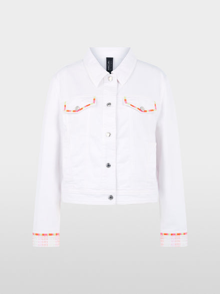 Denim jacket with colourful embroidery