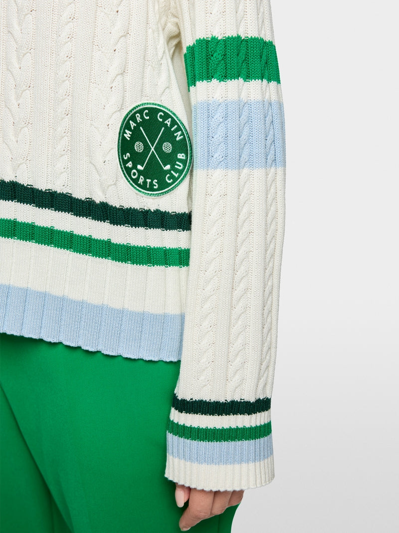 ‘Rethink Together’ cable knit jumper