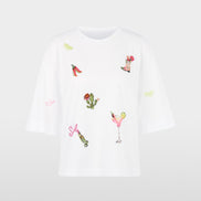 Shirt with 3/4 sleeves and patches
