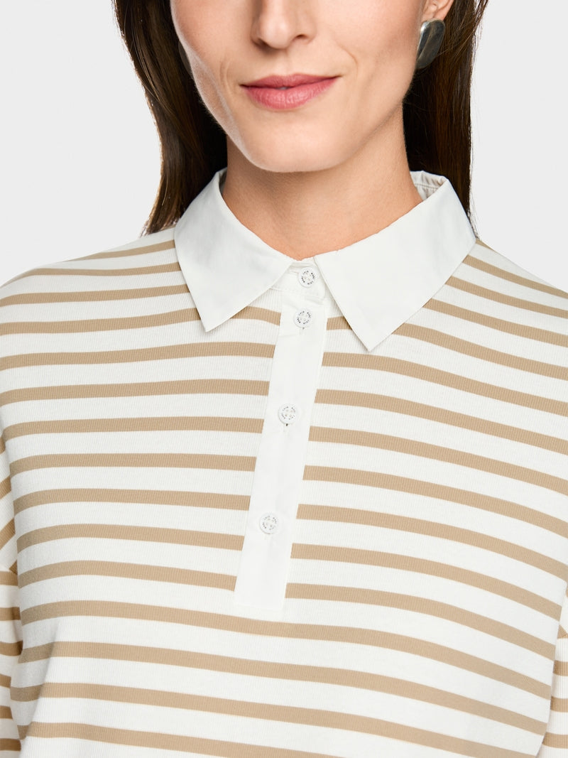 Striped polo shirt in stretch cotton