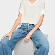 Blouse shirt in material mix