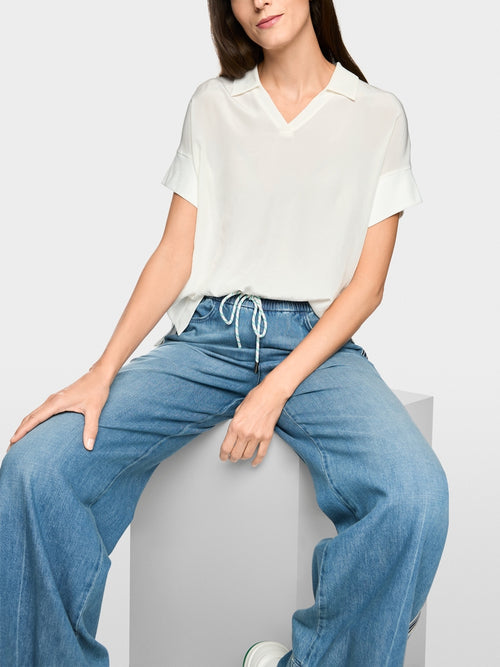 Blouse shirt in material mix