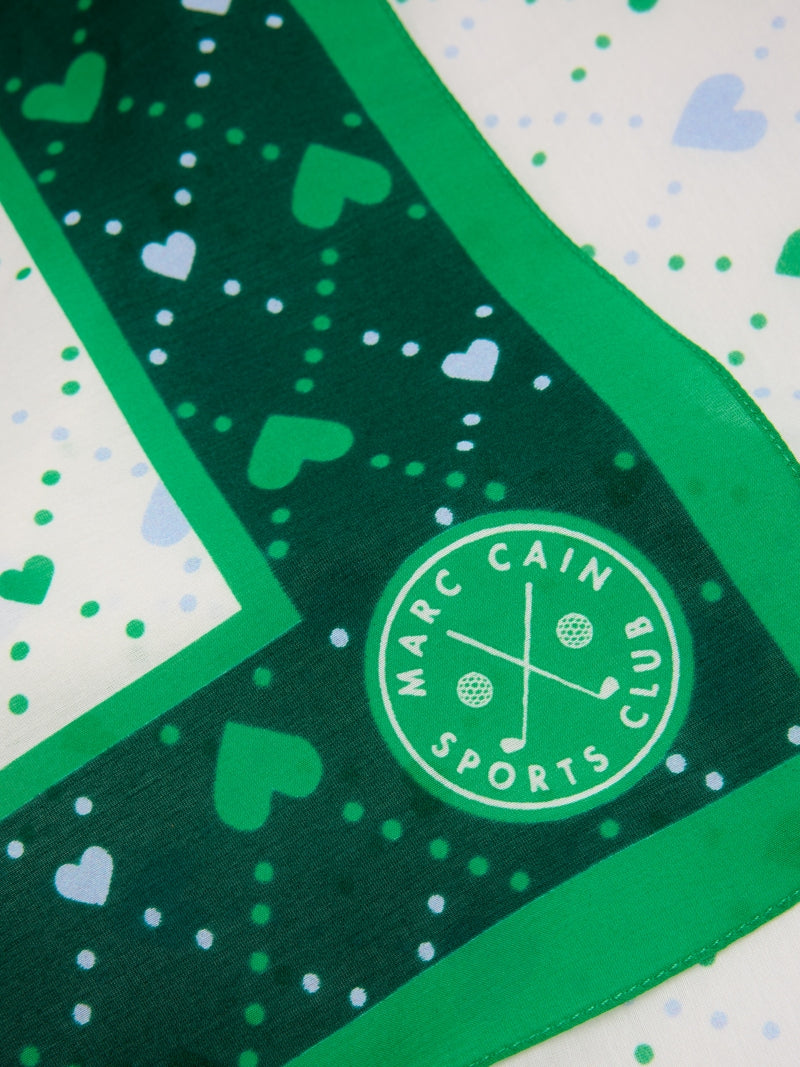 Cotton-silk scarf with heart print