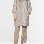 Faux fur coat with hood