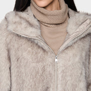Faux fur coat with hood