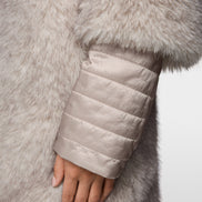 Faux fur coat with hood