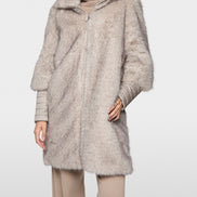 Faux fur coat with hood