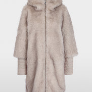 Faux fur coat with hood