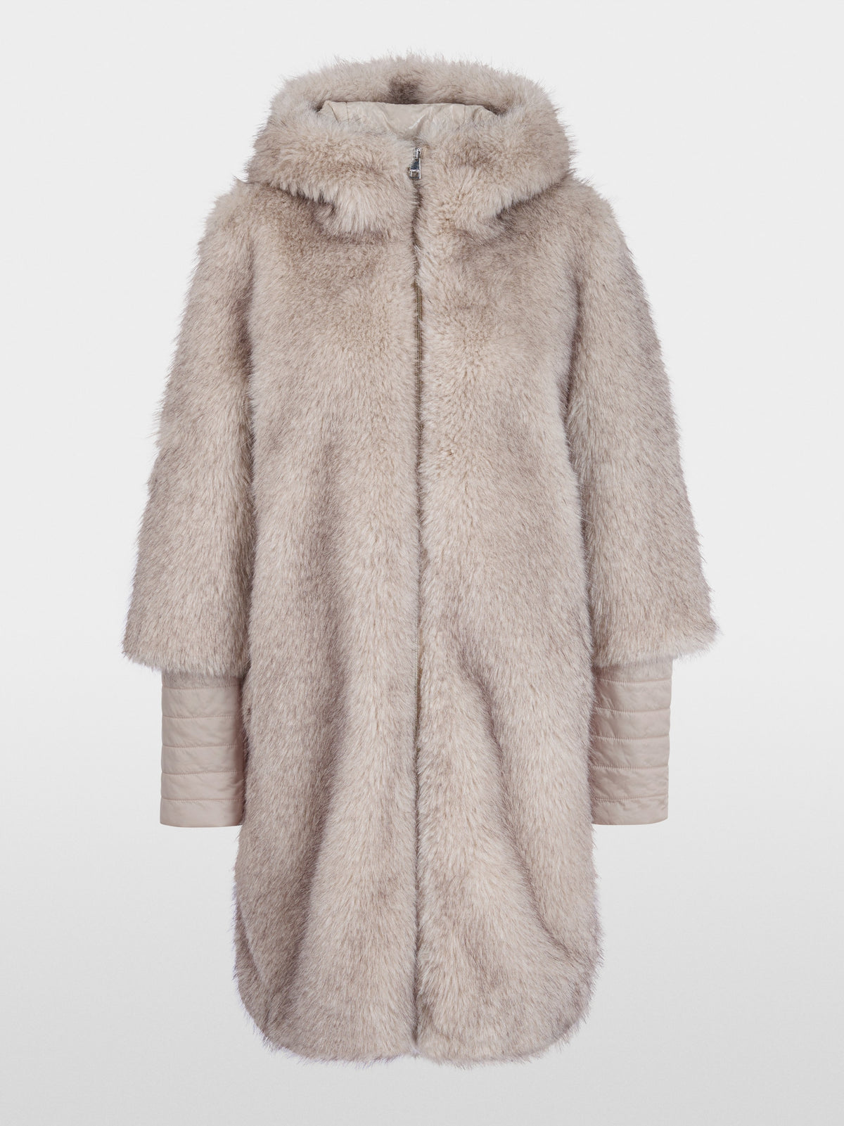 Faux fur coat with hood