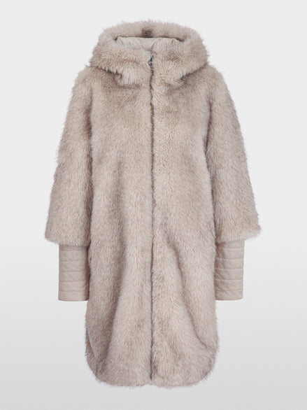 Faux fur coat with hood