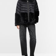 Quilted jacket with faux fur