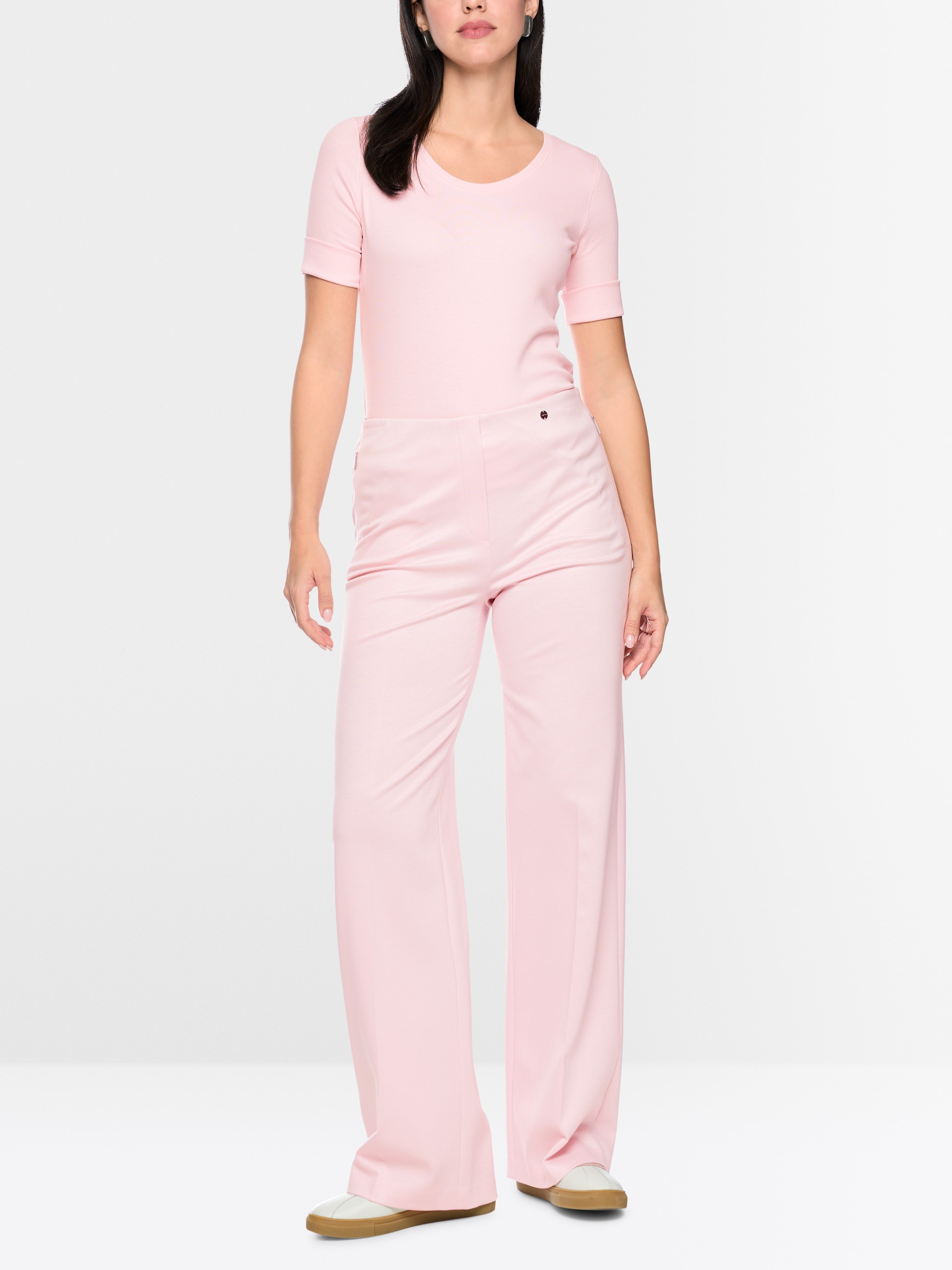 Stretch cotton shirt with half sleeves