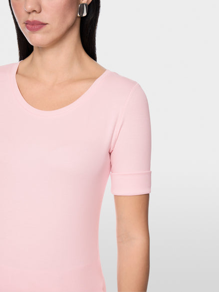 Stretch cotton shirt with half sleeves
