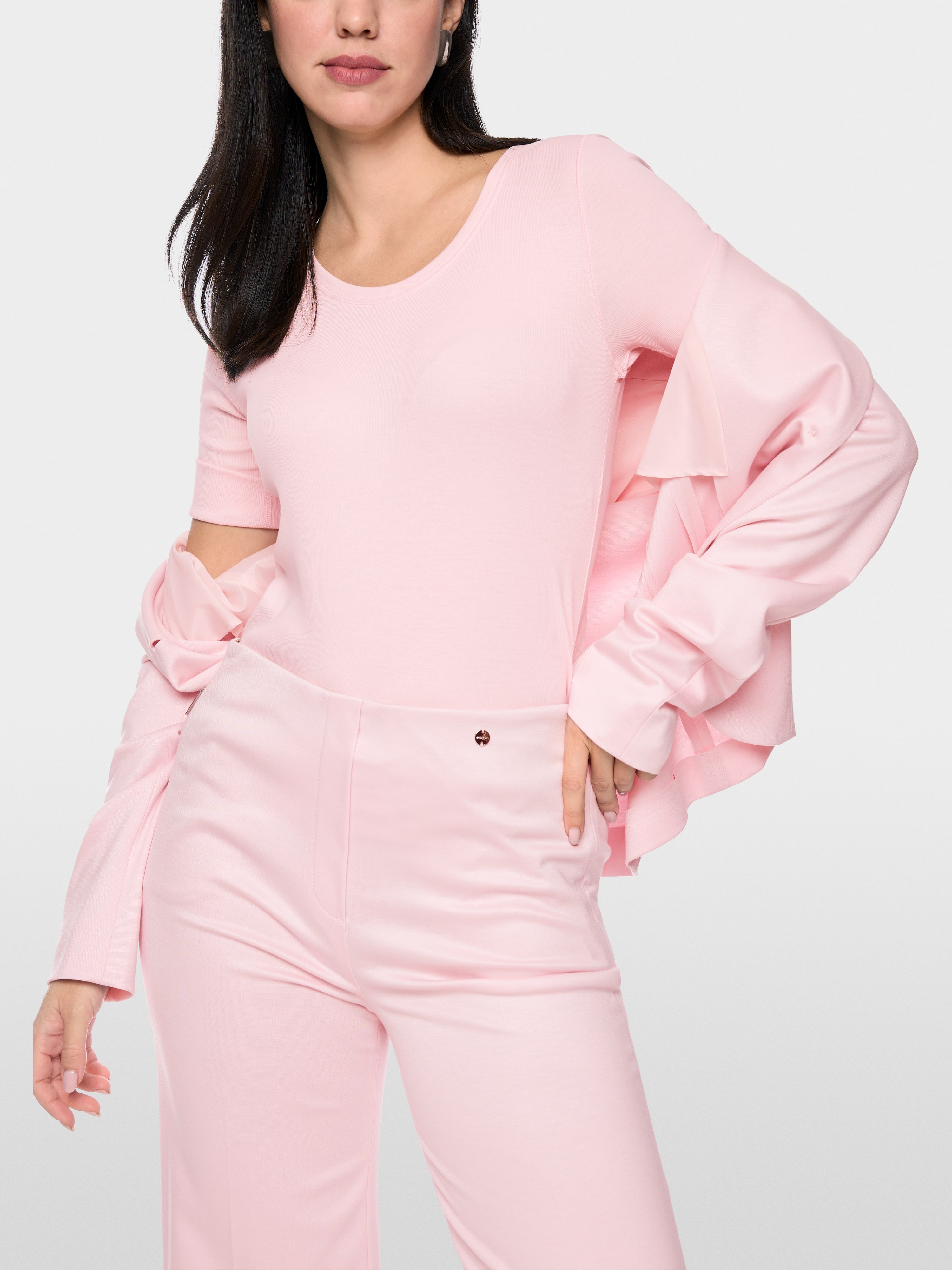 Stretch cotton shirt with half sleeves