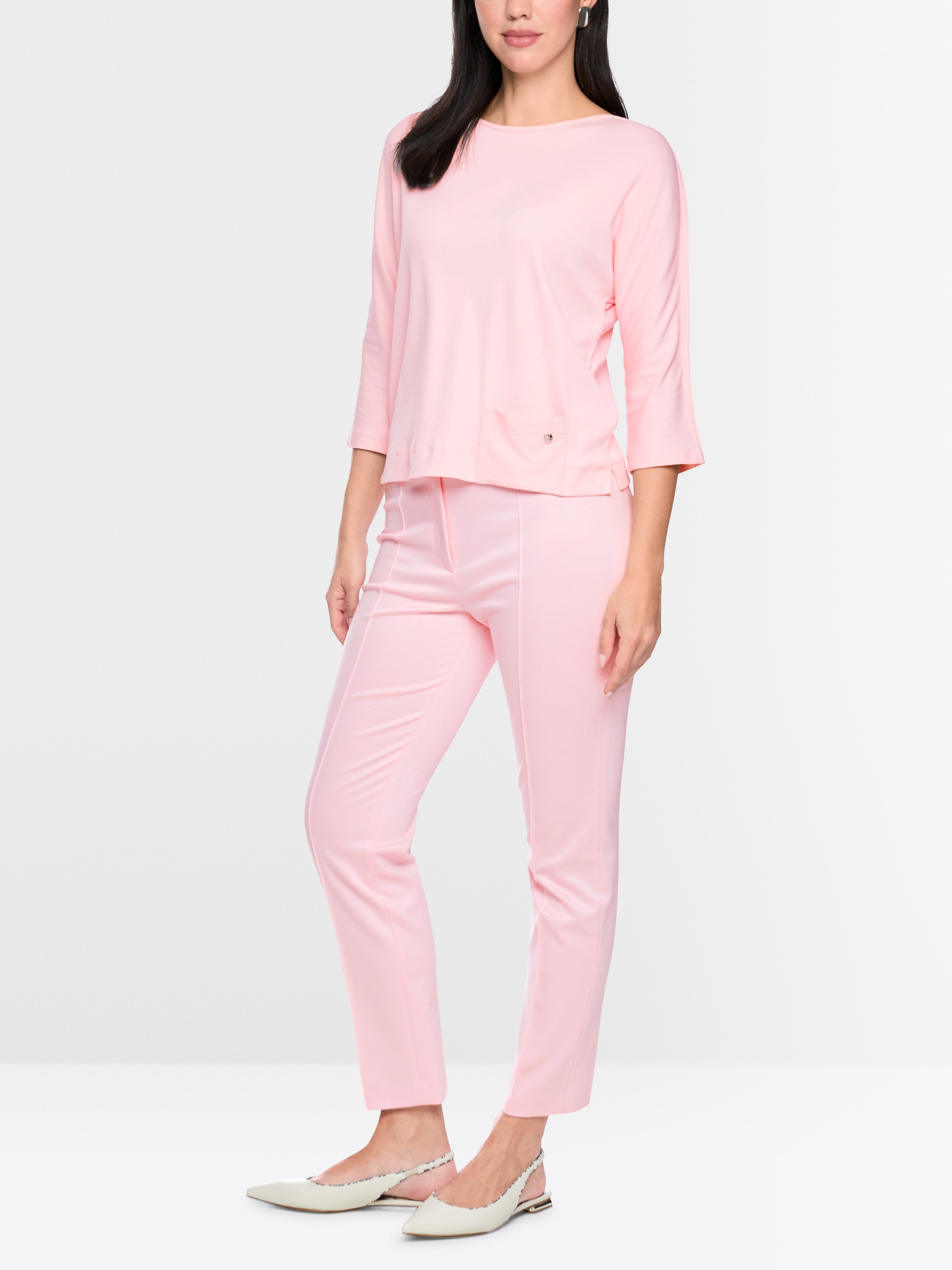 Stretch cotton shirt with 3/4 sleeves