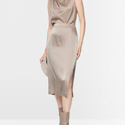 Flowing satin midi skirt