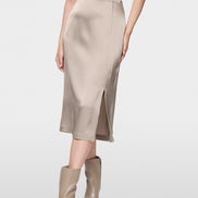Flowing satin midi skirt