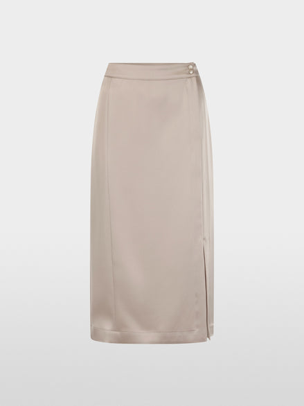Flowing satin midi skirt
