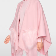 Cape with faux fur pockets